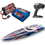 Traxxas Spartan SR VXL-6S Brushless 50+MPH RC Speed Boat COMBO w/6S & Dual Charger